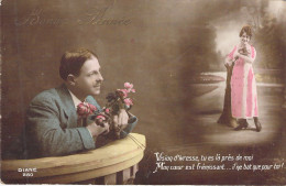 FANTAISIE - Bonne Année - Nouvel An - Couple Portrait - Carte Postale Ancienne - Nouvel An