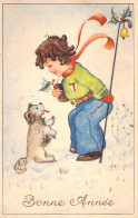 FANTAISIE - Bonne Année - Nouvel An - Enfant Et Son Chien - Carte Postale Ancienne - New Year