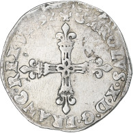 France, Charles X, 1/4 Ecu, 1592, Paris, Rare, TB+, Argent, Gadoury:521 - 1589-1610 Henri IV Le Vert-Galant