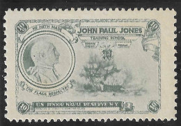 SAILING SHIP Marine Navy USA JUNIOR NAVAL RESERVE New York AMERICA John Paul Jones SCHOOL Label Vignette Cinderella - Erinnofilia