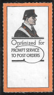 1919 VIGNETTE WW1 USA AMERICAN  EPOQUE DELANDRES ORGANIZED FOR PROMT SERVICE TO POST ORDERS - Erinnofilia