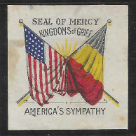 WWI   VIGNETTE  ERA USA BELGIUM SEAL OF MERCY ~ KINGDOMS Of GRIEF - AMERICA'S SYMPATHY - WWI  - Erinnofilia