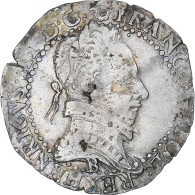 France, Henri III, 1/2 Franc Au Col Gaufré, 1587, Rouen, TTB, Argent - 1574-1589 Enrico III