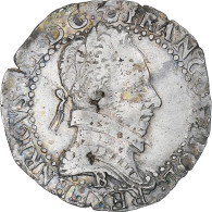 France, Henri III, 1/2 Franc Au Col Gaufré, 1587, Rouen, TTB, Argent - 1574-1589 Henri III