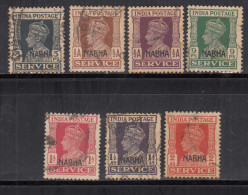 7v Used SERVICE Nabha State, KGVI Series, 1940-1943, British India  - Nabha