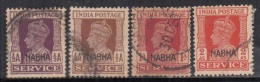 4v Used SERVICE Nabha State, KGVI Series, 1940-1943, British India  - Nabha