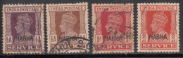 4v Used SERVICE Nabha State, KGVI Series, 1940-1943, British India  - Nabha