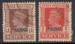 2v Used SERVICE Nabha State, KGVI Series, 1940-1943, British India  - Nabha