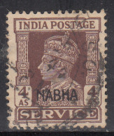 4a Used SERVICE Nabha State, KGVI Series, 1940-1943, SGO64, British India (Sample Image) - Nabha