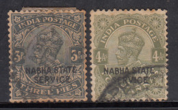 2v Used SERVICE Nabha State, KGV Series, 1932 - 1942, British India - Nabha