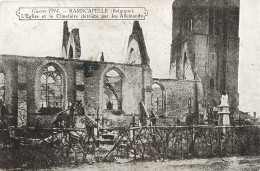 BELGIQUE - Guerre 1914 - Ramscapelle - L'Eglise Et Le Cimetière Détruits Par Les Allemands - Carte Postale Ancienne - Nieuwpoort