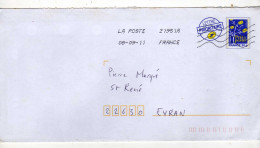 Enveloppe FRANCE Prêt à Poster Lettre Prioritaire Oblitération LA POSTE 21951A 08/09/2011 - PAP: Ristampa/Logo Bleu