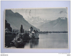 Cpsm Suisse Montreux Château De Chillon Et Dents Du Midi Edit Sartori Circulée 1951 - Veytaux