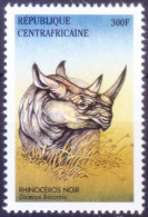 Central African Republic 2001 MNH, Black Rhinoceros Wild Animals - Rinocerontes