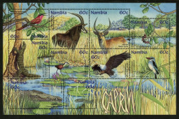 Namibia 1998 MiNr. 958 - 967 (Block 44)  Caprivi Strip Animals REPTILES BIRDS 1bl MNH**  20.00 € - Serpents