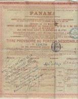 Titre Provisoire Au Porteur Négociable - Obligation De 60 Francs PANAMA 1988 Avec Vignette Contrôle Canal Interocéanique - Navigazione