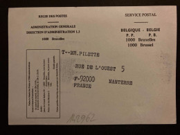 CP REGIE DES POSTES BRUXELLES PP + TIMBRE A DATE 16.1 1982 - Covers & Documents