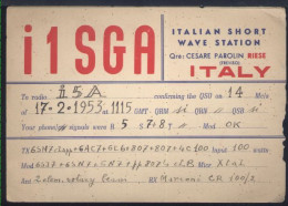 %326 CARTOLINA QSL 1953  I1SGA RIESE  , CESARE PAROLIN - Sonstige & Ohne Zuordnung