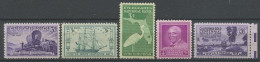 EU 1947 N° 501/505 ** Neufs MNH Superbes C 2.30 € Utah Bateau Voilier Sailboat Constitution Oiseau Bird Héron Carver Or - Neufs