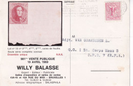 Vente Publique 1969 Willy Balasse Adjt Corps Bps 7 R.f.a - Brieven En Documenten