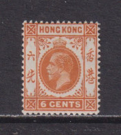 HONG KONG  -  1912-21 George V Multiple Crown CA 6c Hinged Mint - Ongebruikt