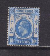 HONG KONG  -  1912-21 George V Multiple Crown CA 10c Hinged Mint - Unused Stamps