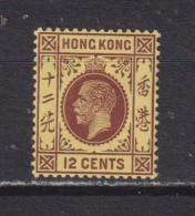 HONG KONG  -  1912-21 George V Multiple Crown CA 12c Hinged Mint - Unused Stamps