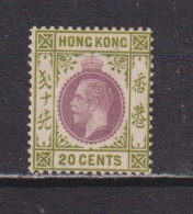 HONG KONG  -  1912-21 George V Multiple Crown CA 20c Hinged Mint - Neufs