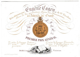 Belgique "Carte Porcelaine"  Porseleinkaart, Athenee De Gand, Premier Prix General, Dim:146x104mm - Porcelana