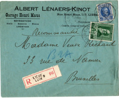 COB # 257 & 299 - Recommandé Liège 96 - Albert Lénaers-Kinot Garage Henri Maus - 1930 - 1929-1937 Leone Araldico