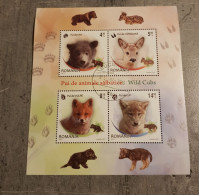 ROMANIA WILD CUBS MINIATURE SHEET USED - Gebruikt