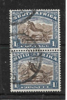 SOUTH AFRICA 1952 1s BLACKISH BROWN AND ULTRAMARINE SG 120a FINE USED Cat £8.40 As A Vertical Pair - Gebruikt