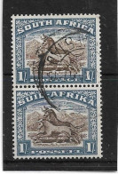 SOUTH AFRICA 1952 1s BLACKISH BROWN AND ULTRAMARINE SG 120a FINE USED Cat £8.40 As A Vertical Pair - Gebruikt