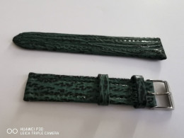 Bracelet De Montre En Cuir Boucle Inox Signée Neuf Vert  - Fait Main En France 18mm Livré Avec 2 Pompes Inox - Sonstige & Ohne Zuordnung