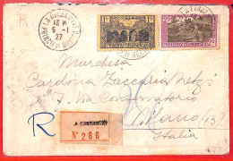 Aa1010 - MONACO - Postal History -  REGISTERED COVER To ITALY 1927 - Cartas & Documentos