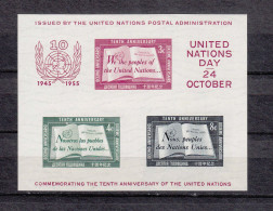 NATIONS  UNIES  NEW-YORK   BLOC   1955       N° 1    NEUF** (COTE 280.00€)  CATALOGUE YVERT&TELLIER - Blokken & Velletjes