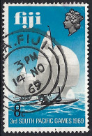 FIJI 1969 QEII 8c Black, Grey & New Blue, 3rd South Pacific Games Port Moresby-Sailing Dinghy SG412 FU - Fiji (...-1970)