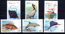 CUBA 1994, Yvert 3400/4, Poissons Et Oiseaux Palmipèdes, 6 Valeurs, Oblitérés / Used. R799 - Gebraucht