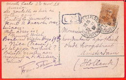 Aa1022 - MONACO - Postal History -  POSTCARD  To The NETHERLANDS  1925 - Lettres & Documents