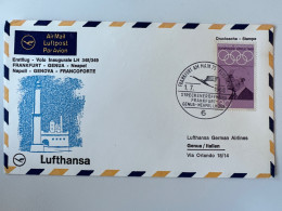 1968. Erstflug LH 348/349 Frankfurt Genua Napoli - First Flight Covers