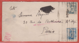 ESPAGNE LETTRE CENSUREE POUR PARIS FRANCE - Other & Unclassified