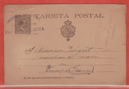 ESPAGNE ENTIER POSTAL DE 1894 DE PUERTO DE LA SELVA POUR TOURS FRANCE(DECHIRURE) - Other & Unclassified