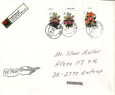 USA Cover Sent To Denmark 15-4-2004 Topic Stamps FLOWERS Big Size Cover - Storia Postale