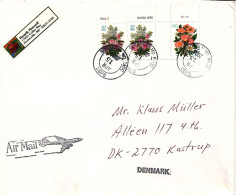 USA Cover Sent To Denmark 15-4-2004 Topic Stamps FLOWERS Big Size Cover - Lettres & Documents