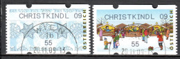 MiNr. ATM 14 + 15  A, Eindruck: „CHRISTKINDL 09“; Weihnachten; Gestempelt - Automatenmarken [ATM]