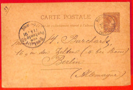 Aa1017 - MONACO - Postal History -    STATIONERY  CARD To GERMANY 1891 - Ganzsachen