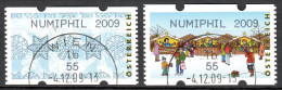 MiNr. ATM 14 + 15  D, Eindruck: „NUMIPHIL 2009“; Weihnachten; Gestempelt - Automatenmarken [ATM]