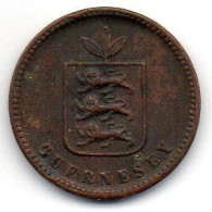 GUERNSEY, 2 Doubles, Copper, Year 1858, KM # 4 - Guernsey