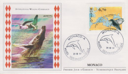 Enveloppe  FDC  1er  Jour    MONACO   Commission  Internationale  Pour  La   Protection  Des   BALEINES   1997 - Baleines