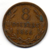GUERNSEY, 8 Doubles, Copper, Year 1864, KM # 7 - Guernsey